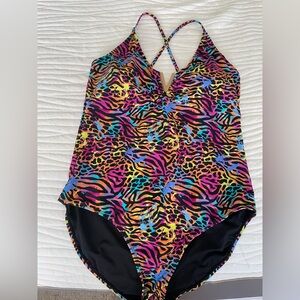 White Birch Multicolor Animal Print Swim One Piece